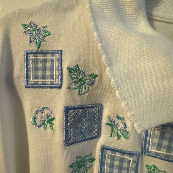 Koret Embroidered 1/4 Zip Up Collared Grannycore Shirt 1X Cottagecore Comfy NWT - Picture 2 of 11